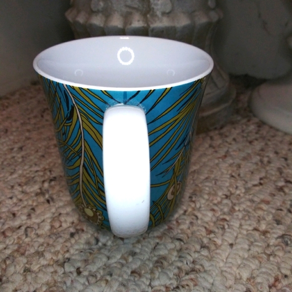 Liberty of London x Target, Teal & Olive Art Deco Style Leaf Design Coffee Mug - Picture 2 of 6